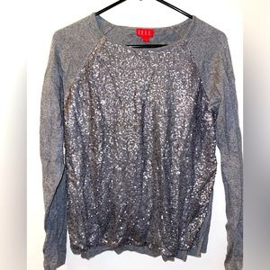 Elle Grey Sequin Sweater, Women's Large
